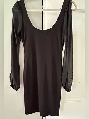 Frederick's of Hollywood Black Scoop Neck Long Sleeve Dress